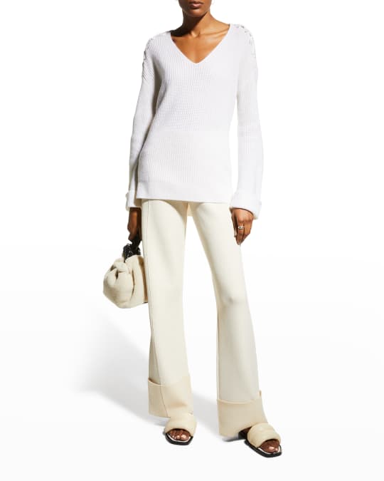 Shaker Stitch V Neck Cashmere Tunic