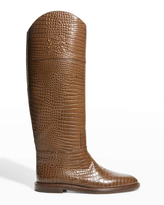 Mock Croc Tall Riding Boots