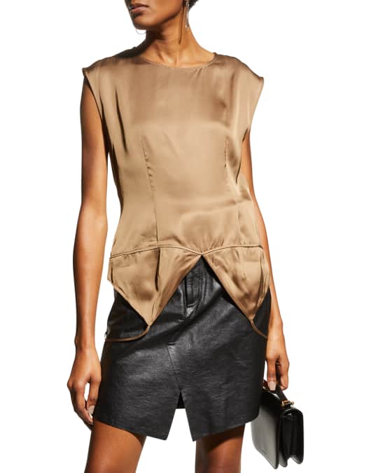 MM6 Maison Margiela Satin Upside-Down Top | Neiman Marcus