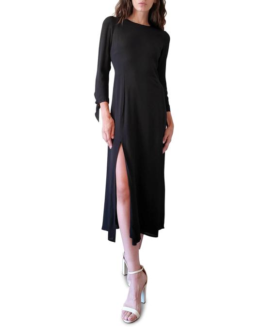 LBLC THE LABEL Donna Long-Sleeve Midi Slit Dress | Neiman Marcus