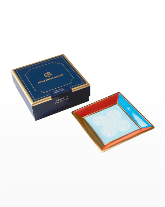 Jonathan Adler Love Trinket Tray, Blue/Gold