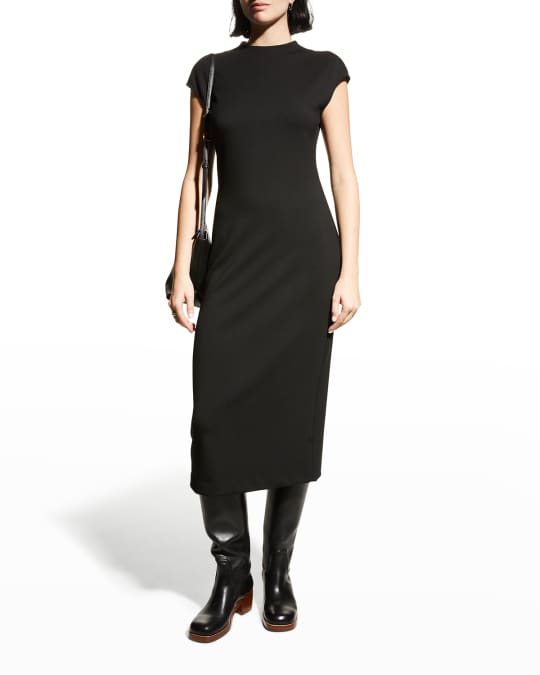 Theory High Neck Double Knit Midi Dress Neiman Marcus