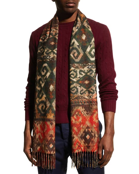 Alonpi Men's Sidney Geo Fringe Scarf | Neiman Marcus