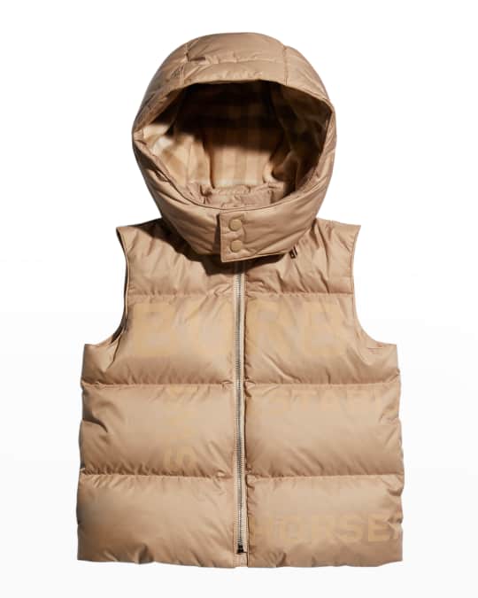 Burberry Girl s Fergus Tonal Logo Quilted Vest Size 3 14 Neiman