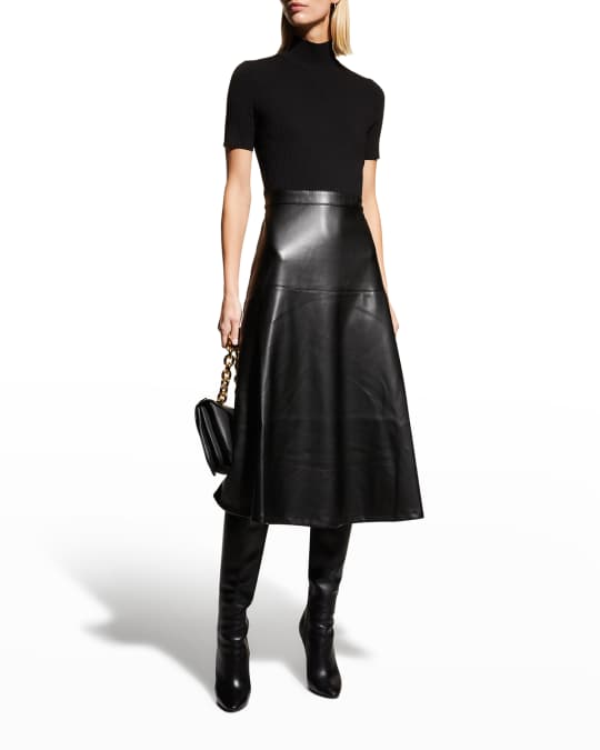 Shoshanna Farrah Mixed-Media Midi Dress | Neiman Marcus