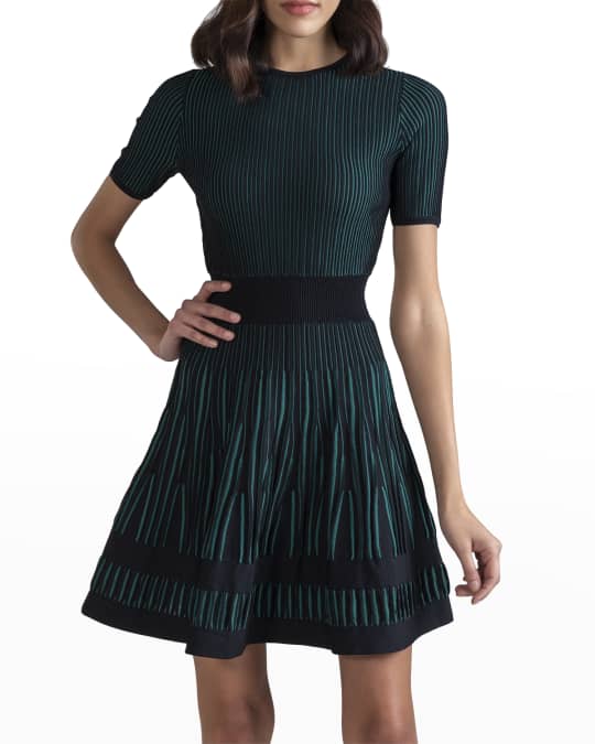 green emerald velvet dress Shoshanna Laurian Dress Fit and Flare now on Sale at Timeless Martha's  Vineyard main image 1