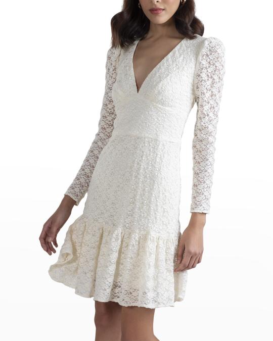 chinese dress ladies Shoshanna Women's High-Low Cap Sleeve All-Over Lace Dress, White, 0 at  Amazon Women's Clothing store
