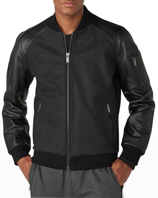 Karl Lagerfeld Paris Men s Wool Leather Bomber Jacket Neiman Marcus