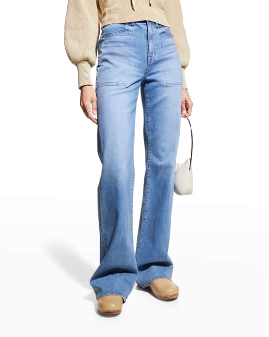 Veronica Beard Jeans Crosbie Wide-Leg Jeans w/ Pocket Details | Neiman ...