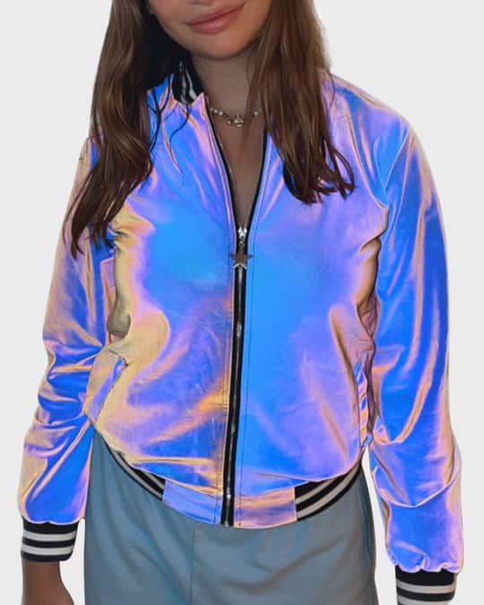 Lola The Boys Girl s Holographic Bomber Jacket Size 2 14 Neiman Marcus