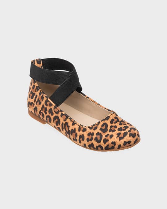 Girl's Melissa Leopard-Print Crisscross Flats, Toddler/Kids