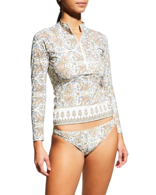 Tory Burch Floral Front Zip Surf Shirt Neiman Marcus