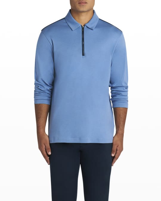 Bugatchi Men s Long Sleeve Quarter Zip Placket Polo Shirt Neiman