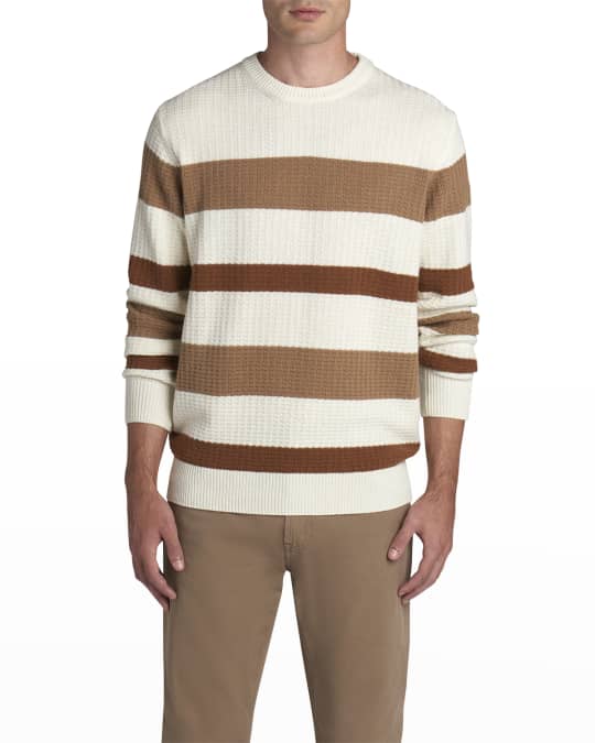 Bugatchi Men's Waffle-Knit Striped Sweater | Neiman Marcus