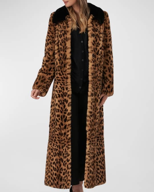 Leopard Print Long Fur Coat