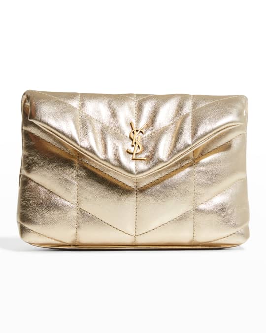 Saint Laurent Puffer Small YSL Shearling Pouch Clutch Bag