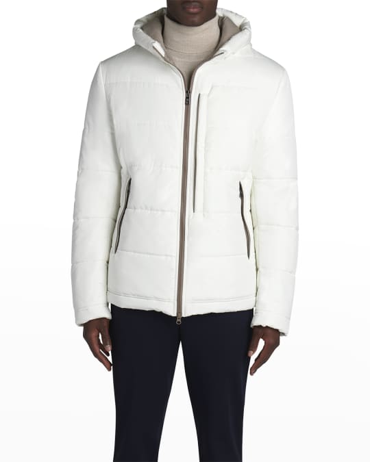 Bugatchi Men's Full-Zip Hooded Jacket Navy