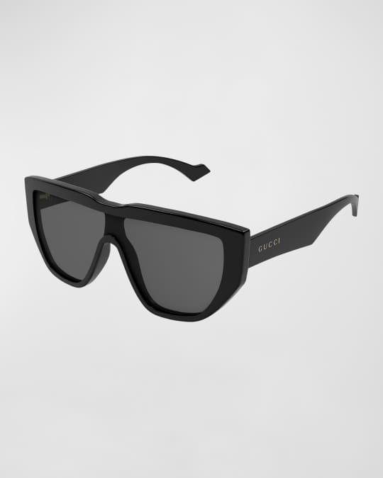Gucci Men's Oversized Acetate Shield Sunglasses | Neiman Marcus