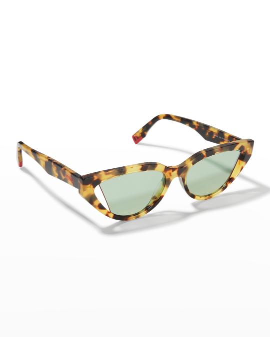 Fendi Dramatic Cutout Acetate Cat-Eye Sunglasses | Neiman Marcus display picture 1