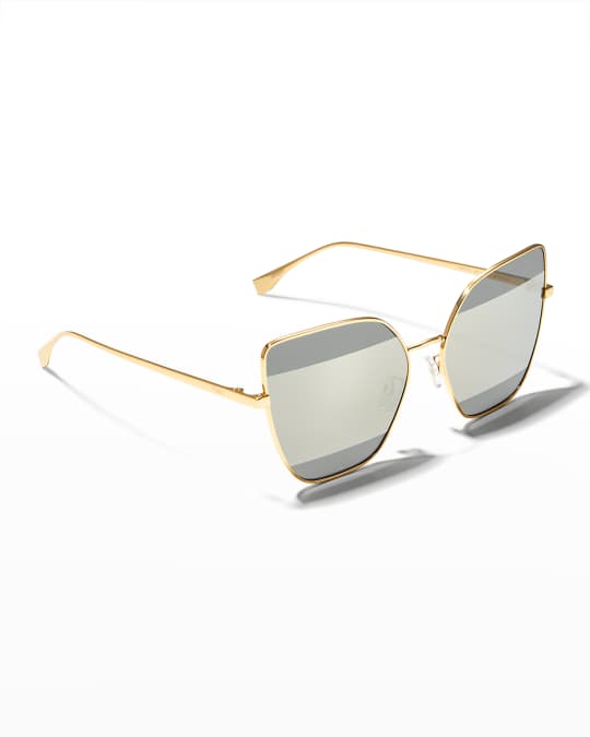 Fendi mirrored rimless cat eye sunglasses store