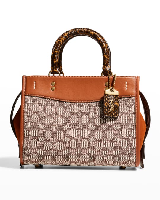 Coach Rogue 25 Signature Jacquard Snakeskin Tote Bag Neiman Marcus