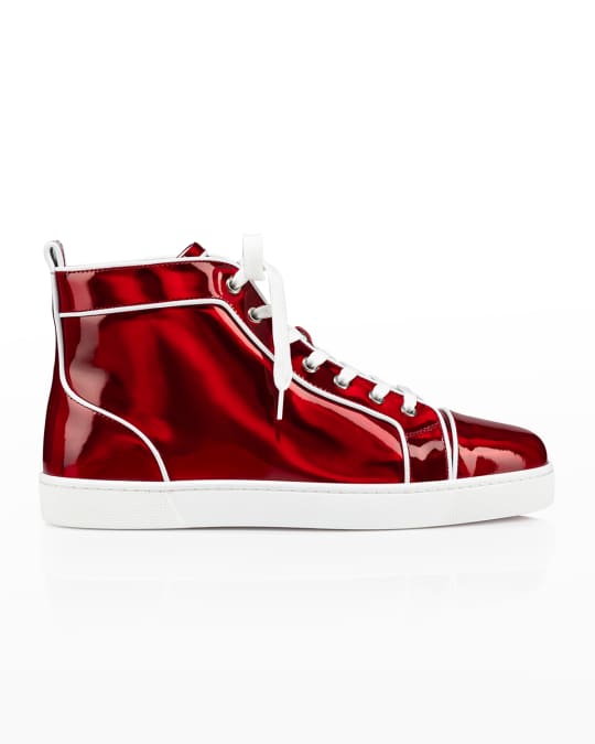 Christian Louboutin Red Suede Louis Spike High Top Sneakers Size