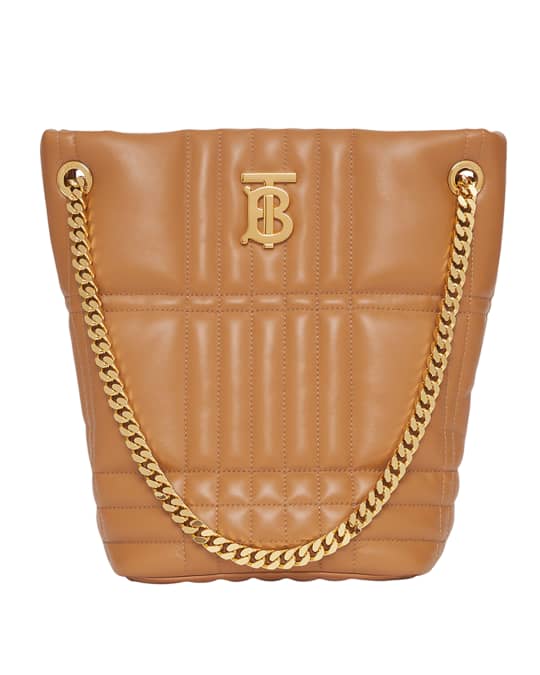 Burberry Lola TB Check Quilted Chain Bucket Bag | Neiman Marcus