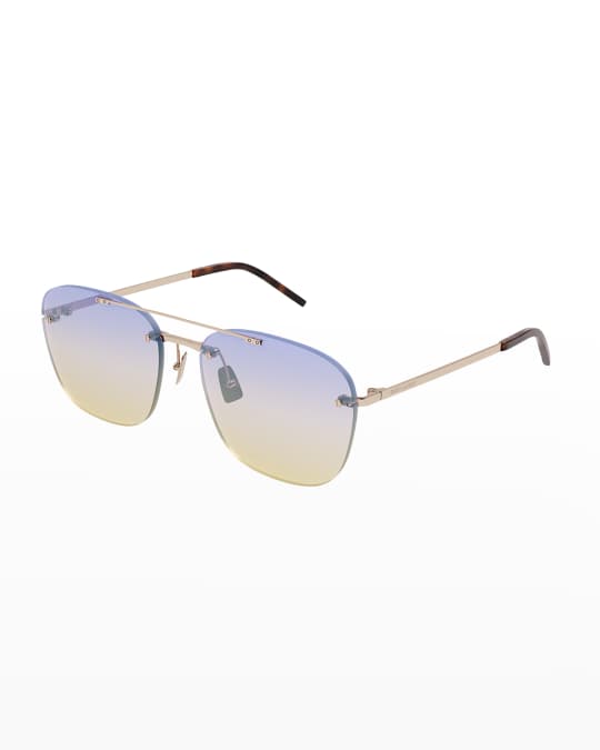 Saint Laurent Rimless Metal Aviator Sunglasses | Neiman Marcus