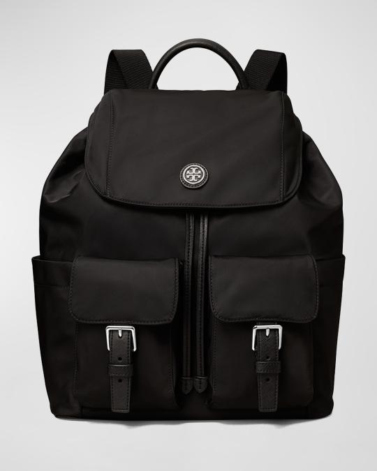 Tory Burch Flap Nylon Drawstring Backpack | Neiman Marcus display picture 2