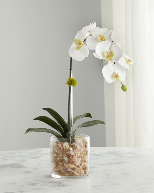 T&C Floral Company Faux Floral Orchid Arrangement with Crushed Red ...