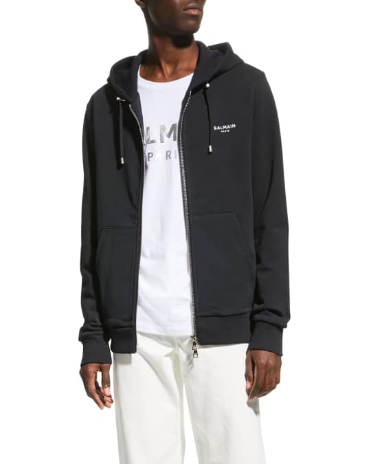 BALMAIN ZIPパーカー Balmain Back maxi tiger print cotton hoodie - Men|W7H6643I055176