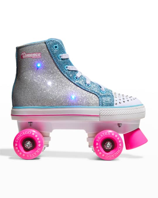 Kid s Chicago Girls Fashion Sneaker Skate Rollers with Motion Activated Lights