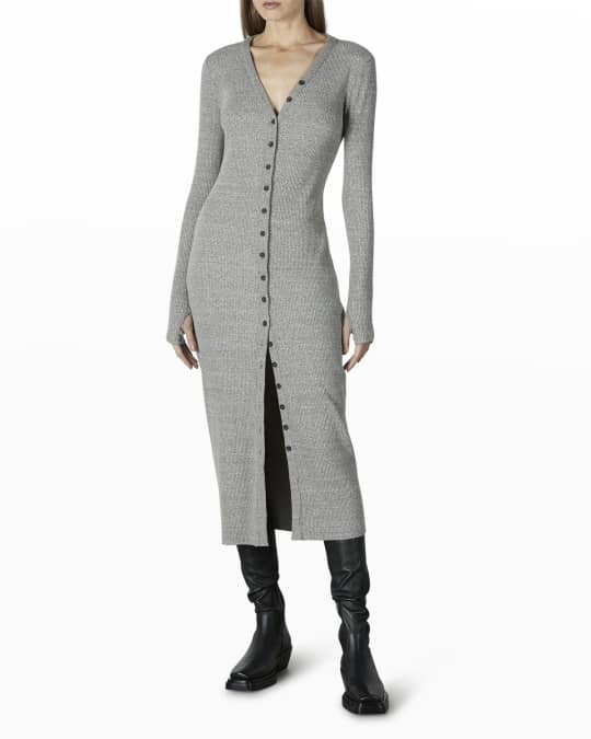 Enza Costa Sweater Ribbed Midi Cardigan Dress | Neiman Marcus