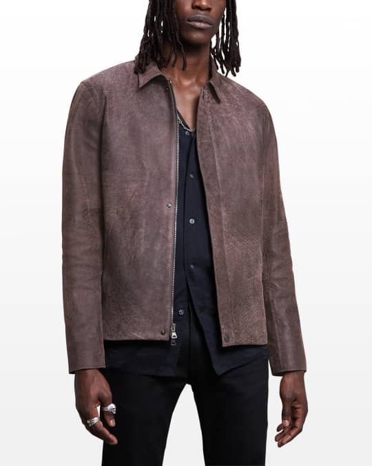 John Varvatos Men's Leather Zip Jacket | Neiman Marcus