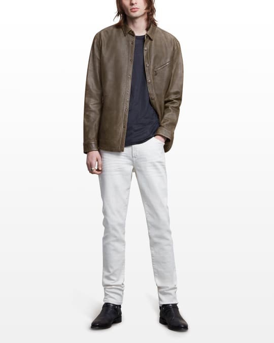 John Varvatos Men s Spray Dyed Leather Shirt Jacket Neiman Marcus