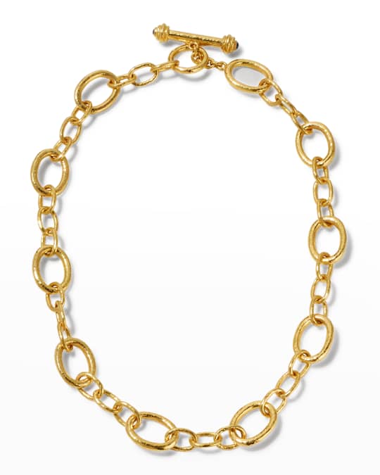 Elizabeth Locke Hammered 19k Garda Link Necklace 17