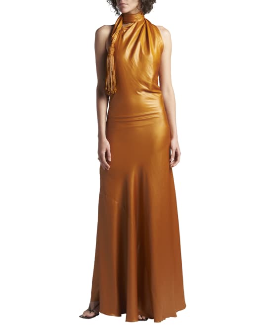 【送料&関税込】Bottega Veneta Open Back Halter Dress Bottega Veneta Opened Back FLUID Halterneck Dress women