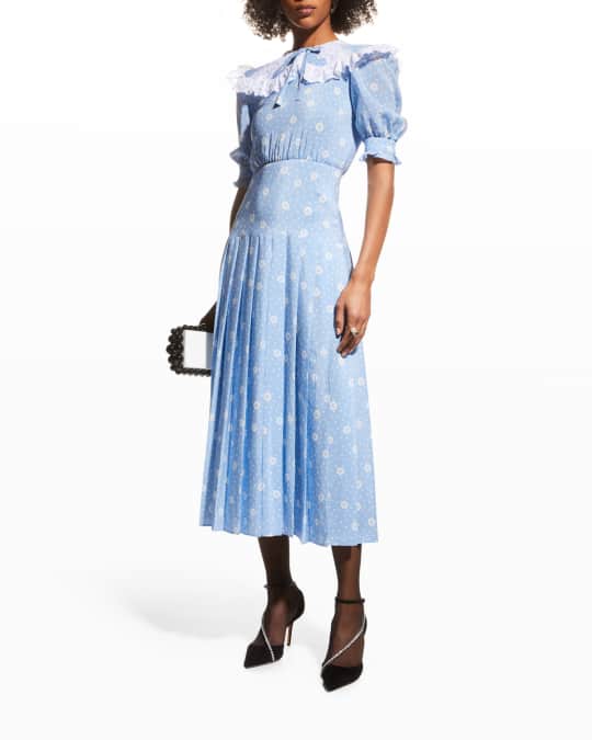 【Alessandra Rich】オフショルダーモヘアブレンドチェックトッ Alessandra Rich Polka Dot Silk Mini Dress with Collar and