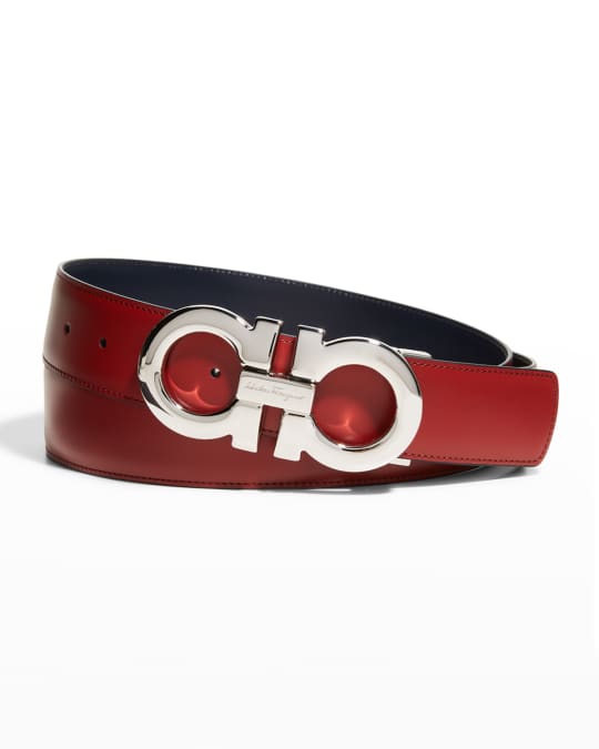 SALVATORE FERRAGAMO Double Gancini Belt, Red