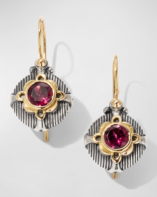 Delos Two-Tone Rhodolite Garnet Earrings