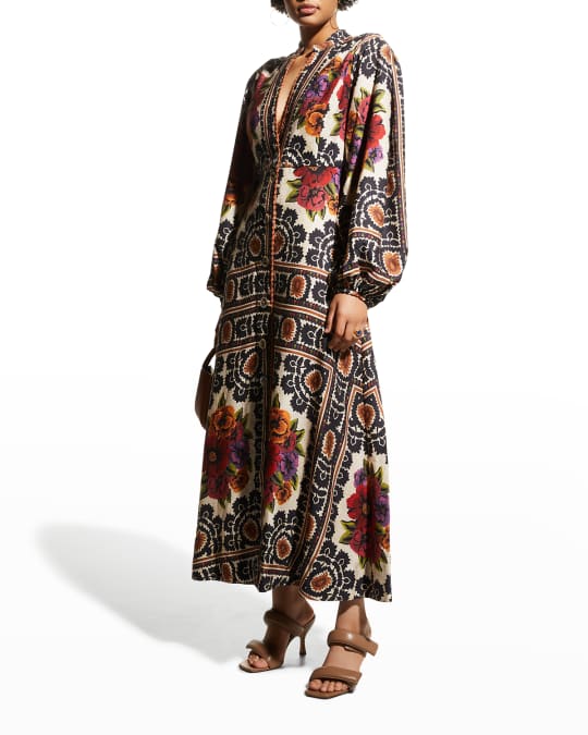 Farm Rio Flower Tapestry Maxi Dress | Neiman Marcus