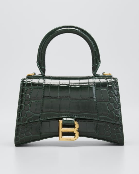 Balenciaga Hourglass XS Crocodile Embossed Top Handle Bag Neiman
