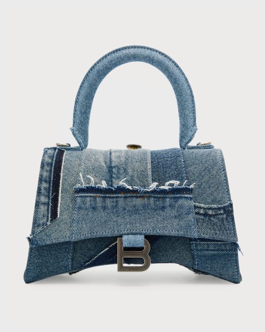 NEW BALENCIAGA Denim Patchwork Hourglass UPCYCLED BAG PURSE SUPER LIMITED  AUTH
