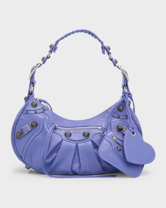 Balenciaga Cagole Studded Texture Leather Shoulder Bag | Neiman Marcus