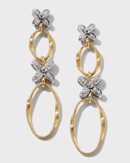 Marrakech Onde 18k Yellow and White Gold Double Drop Earrings