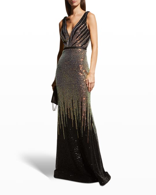 Basix Sleeveless Ombre Sequin Gown | Neiman Marcus