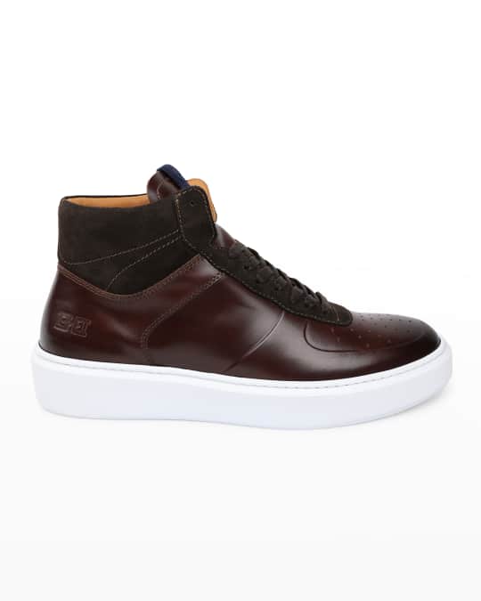 Bruno Magli Men's Festa Mix-Leather High-Top Sneakers Neiman Marcus