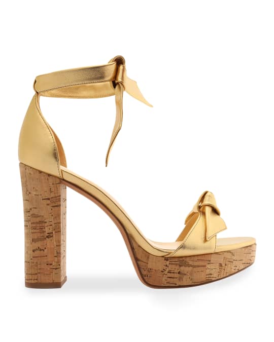 Alexandre Birman Metallic Double Tie Cork Platform Sandals
