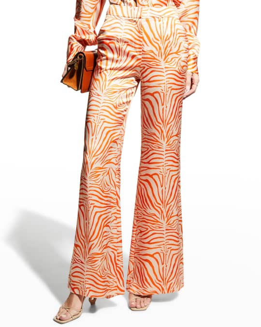 Mara Zebra-Print Silk Pants