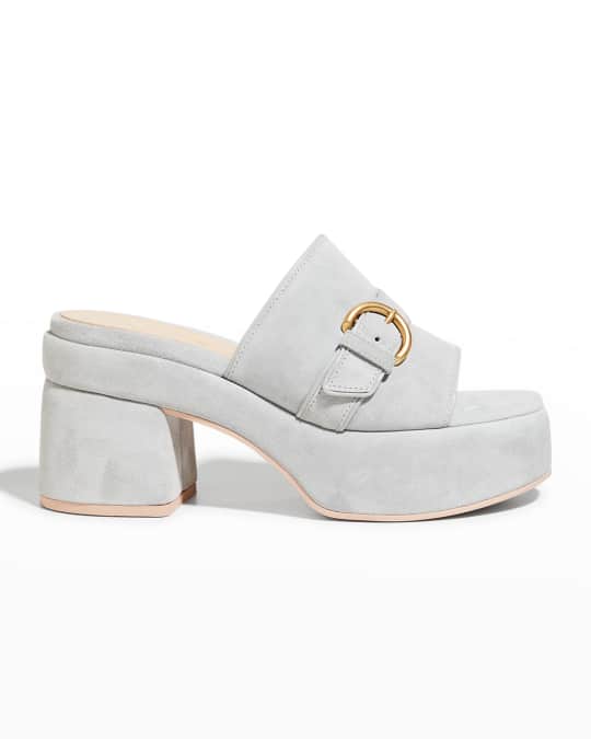 Gianvito Rossi Suede Buckle Platform Sandals Neiman Marcus